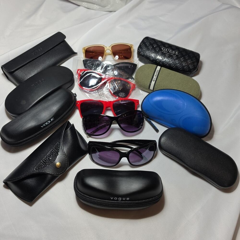 Lot Of 9 Cases 6 Sunglasses Vogue -Guess -Colombia -Top Gun Maverick- Hugo Boss
